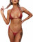 Dadress Lot de 2 Mini Bikini Sexy extrême pour Femme avec String, Rouge, Taille Unique