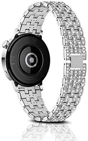 PaceBid 22mm Metall Armband Kompatibel mit Huawei Watch 5 46mm/GT 5/5 Pro/GT4/GT3/GT2/3Pro/Watch4 (46mm), Damen Diamant Bands Metall Armbänder für Huawei Watch 4 Pro 48mm/GT 2Pro/Buds - Silber