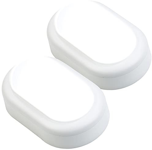 Luminea Kellerlampe: 2er-Set stoßfeste LED-Feuchtraumleuchten, 900 lm, 8 W, 4000 K, IK08 (Haus-Leuchten, Oval-Leuchten, Decke)
