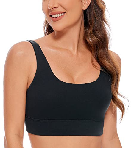 CRZ YOGA Damen Butterluxe Sport BH U Back Ohne Buegel Große Brüste Fitness Yoga BH Top Schwarz S