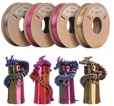 ERYONE Multicolor PLA Filament Set - 1mm Diameter, 250g x4 Spool: Tri Color Silk, Gold/Silver/Copper, Other Multicolors