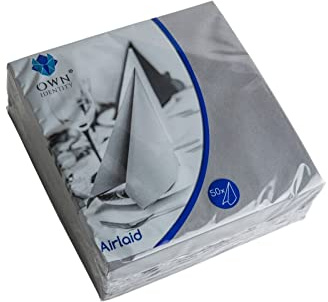 We Can Source It Ltd – Grey Paper Napkins 40cm 8 Fold with Soft Linen Feel – Luxury Table Napkins for Dining, Weddings and Events – Strong and Absorbent Design - 50 Napkin (1 Packs)