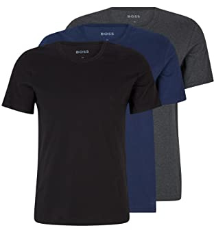 BOSS Maglietta da uomo RN 3P Classic Set con TRE T-shirt in cotone con logo ricamato, 497 Nero/Antracite/Navy, XL