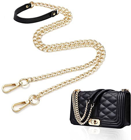 JINXAIN PU Leder- Kettenriemen 120 cm Griff Tasche Kette Riemen Lange Tasche Kettenriemen Kette Trageriemen Tasche Zubehör für Geldbörse und Handtaschen Ersatzkette (Gold)