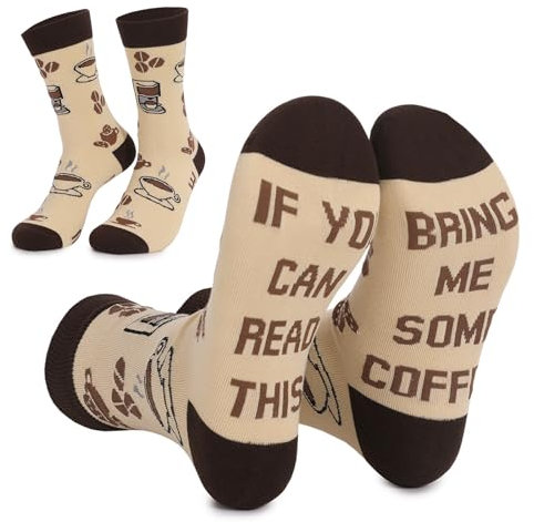 If You Can Read This Bring Me Coffee Socks, Funny Socks Cotton Novelty Socks for Men And Women Letter Funky Socks Christmas Birthday Socks Gifts (1 Pair)