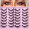 Newcally Natural Lashes Wispy False Eyelashes 3D Cat Eye Lashes Mink Faux Fluffy Fake Eyelashes 14 Pairs Pack