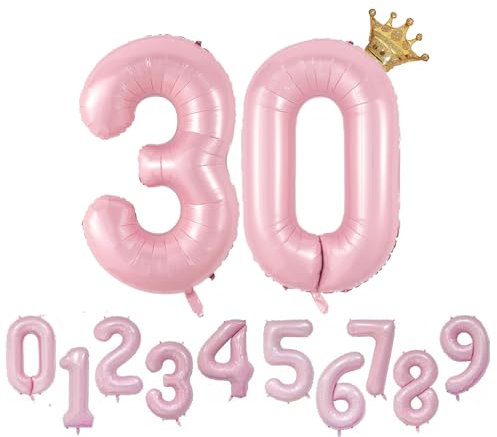 Foil Luftballon 30 Helium Folienballon Zahlen Ballon XXL Folien Rosa Ballon 30 Geburtstag 100cm/40inch