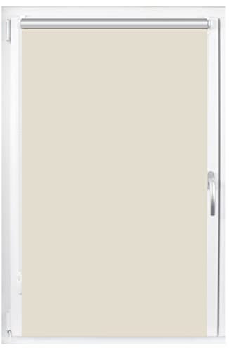 EFIXS Thermorollo Mini - 17 mm Welle - Farbe: Creme (3015) - Breiten: 40-240 cm - Hier: 75 x 150 cm (Stoffbreite x Höhe) - OHNE Bohren - incl. verstellbare Klemmträger & Rollomagnete - Restposten