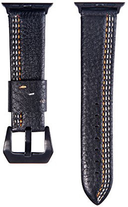 MaKTech Cinturino in Pelle,Bracciale Stile Tre Linee,per Apple Watch Serie 11/10/9/8/7,Ultra 3/2/1,SE 3/2/1 [2025] (46mm/45mm/44/49mm,Nero)