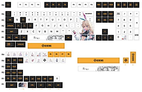 HiFiGo Mechkeys x Z Review Rinko Touch Cherry Profile Keycaps Set, 156 Key Caps Compatible with 60%, 65%, TKL, 75%, 96%, and Full-Size Keyboards (Rinko Touch)