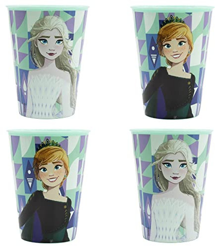 Palleon Lot de 4 gobelets La Reine des Neiges pour enfants 260 ml en plastique sans BPA