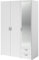 Parisot Armoire Varia - Décor Blanc - 3 Portes battantes + Miroir + 2 tiroirs - L 120 x H 185 x P 51 cm