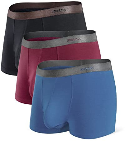Separatec Boxershorts Herren Bambus Rayon Atmungsaktiv Weich Männer Unterhosen mit Doppelter Beutel 3er Pack