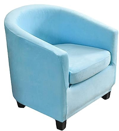 DEZYPZAM Stretch Sesselhusse, Stretch Samt Sesselschoner, 2 Stücke Samt Sesselschoner, Für Clubsessel Wannesessel Loungesessel, Husse Cocktailsessel Schonbezüge (Hellblau)