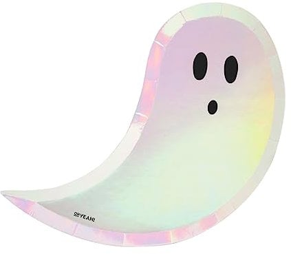 OH YEAH - 6 Pappteller für Halloween, Trick oder Geisterhandel, 24 x 20 cm, Einweg-Teller, Tischdekoration für Halloween, Thema, Trick oder Treat, Geschirr für Halloween, einfache Montage