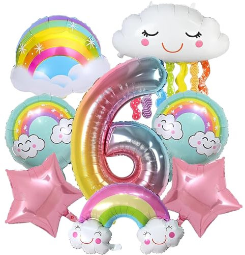 Regenbogen deko Geburtstag Mädchen 6 Jahre 8 Stück Regenbogen Luftballons Regenbogen Party Deko Regenbogen Deko Kindergeburtstag Geburtstagsdeko Mädchen für Dekoration