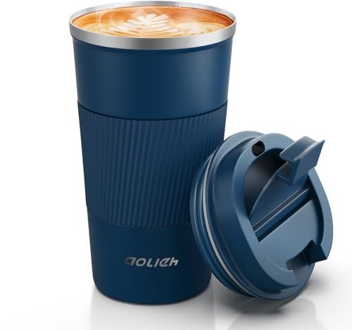 Aolieh Travel Mug 510ML, Insulated Coffee Cup,Double Walled Travel Mug Vacuum Insulation Stainless Steel with Leakproof Lid Eco-Friendly Reusable Cup for Coffee,Tea and Beer