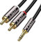 J&D Cable RCA a Jack 3.5, Macho de 3,5 mm a 2 RCA Macho Cable de Adaptador de Audio Estéreo Compatible con Altavoces, Amplificador, TV, Barra de Sonido, PC, 1.2 Meter