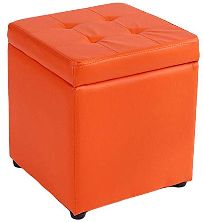 SePKUs Fußhocker, künstlicher Stauraum, Ottomane, Sitzhocker, Sitzbank, Würfel mit Scharnier Oben, Organizer-Box, Hocker, Truhe, einzeln (Orange, 30 x 30 x 35 cm)