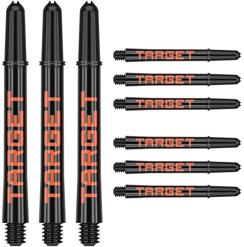 Target Darts Pro Grip Tag Shaft (9er Pack) Multipack Shafts, Professionelles Dart Zubehör, Dart Shaft Set - Schwarz & Orange, Mittlere Länge (47.5mm)