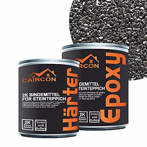 Steinteppich Set Epoxidharz Bindemittel Marmorkies 25Kg Schwarz - Nero Ebano 1-4mm