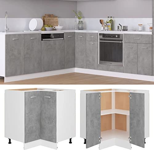 ShCuShan Kitchen Base Oven Cabinet,Base Kitchen Unit,Corner Bottom Cabinet Concrete Grey 75.5x75.5x80.5 cm Engineered Wood