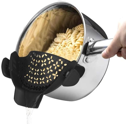Zepitniy Colino a Scatto in Silicone Scolapasta da Pentola Scolapasta Silicone Pieghevole Colino per Pasta da Pentola Filtro a Scatto Resistenti Al Calore Adatta a Tutte le Ciotole e Pentole - Nero