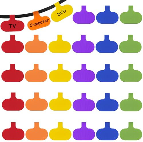 30 PCS Writable Oval Cable Tags for Electronics, Cable Labels Multi-Color Electronic Cable Tags Cord Wire Labels Self-Adhesive Nylon Wrap-It Cable Label Computers Cable Management