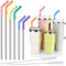 Tomorotec 6-Pack Stainless Steel Reusable Straw with Silicone Tip 3 Sizes, Metal Drinking Straws Fit for Stanley Quencher Tumblers 40oz, 30oz, 20oz, 14oz, Cleaning Brushes Included (Rainbow)