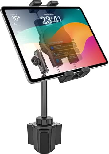GDZN Tablet Halterung LKW/Auto Getränkehalter - [Metallarm ] KFZ Becherhalter Tablet Halter, Autohalterung Getränke für iPad Pro 12.9 10.5 9.7 Air Mini, Galaxy Tab, Fire HD, iPhone, 4-13 Geräte