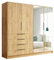 BM-Möbel Kleiderschrank mit Drehtüren, Schubladen und Spiegel - mit Einlegeböden und Kleiderstange - für Garderobe, Schlafzimmer - Gold Craft - 200 X 61 X 215 cm (B/T/H)