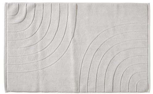 Zone Denmark Tiles Badematte, Badteppich rutschfest, Duschvorleger fürs Badezimmer aus 100% Baumwolle, Waschbar, 80 x 50 cm, Weichgrau (Soft Grey)