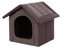 Hundehöhle Hundehütte Hundebett Hundebox - Braun + Öko-Leder - R4: 55 x 60 x 60 cm - Indoor/Outdoor Katzenhütte Hundehaus Hundestrandkorb Hundekorb