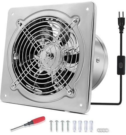 FanGoFast 150mm Abluftventilator 525m³/h Badlüfter Leiser mit Rücklaufklappe Leistungsstarke Wandventilator mit EU-Stecker für Küche Badezimmer Garage Untergeschoss Silber