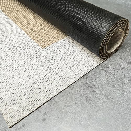 STORESDECO Alfombra vinílica de Tejido Trenzado Premium de Alta Gama. Lavable Antideslizante y extraplana. Materiales de máxima Calidad Resistentes Color Beige-Blanco 80x150 cm