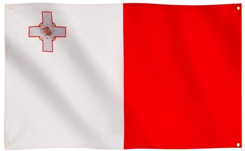 Runesol Malta-Flagge, 91 x 152 cm, 3 x 5 Fuß, 4 Ösen, Ösen in jeder Ecke, maltesisches Banner, Tag der Arbeit, Premium-Flaggen, innen, außen, lebendige Farben