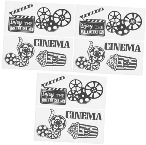 DOITOOL 3 Sätze Kino-popcorn-wandaufkleber Wandtattoo Für Schlafzimmer Wanddekoration Besonderheit Tapetenkleister Und -abzieher Neon Wandregale Aufzeichnen Film Planke Black Pvc
