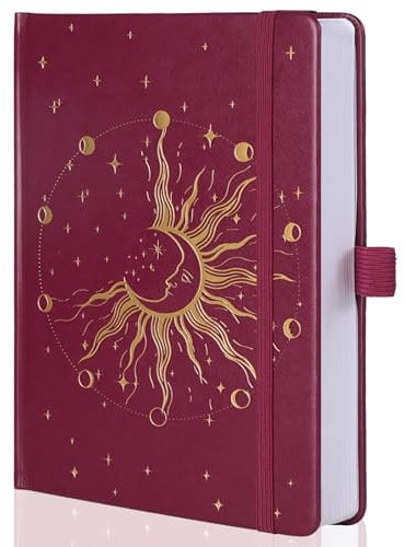MGGAO Journaux à pois Sun Moon Bullet pour les femmes et les hommes, Cahiers à couverture rigide en pointillés A5 pour écrire pour le travail, les voyages, l’école, 318 pages numérotées