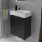 Alpenberger Gäste WC Waschbecken mit Unterschrank | Kleines Badmöbel 45 cm Breit | Waschtisch mit Waschbeckenunterschrank (Schwarz Matt, Waschbecken - Rechte Seite)