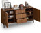 KecDuey Sideboard 150cm Eiche dunkel gemasert, 3 Schubladen, großes Sideboard, Küchenschrank, Einteilige Aussparung, Mid Century Modern Dekorativer Schrank