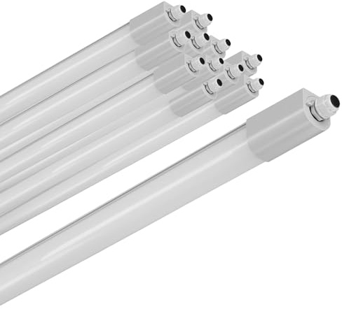 ELG Leuchten LED Feuchtraumleuchte 150cm 12er-Set 50W/33W 4000lm/6000lm | 6500K Umschaltbar IP66 wasserfest, Für Garage Werkstatt Keller