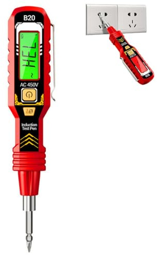 2 in 1 Digital Display Induction Test Pencil - Live/Null Wire Buzzer Alarm,Contact AC Voltage 11-450V/Non-Contact AC Voltage 30-1000V,Detector Pen for Electrical Outlets (Red*1pcs)