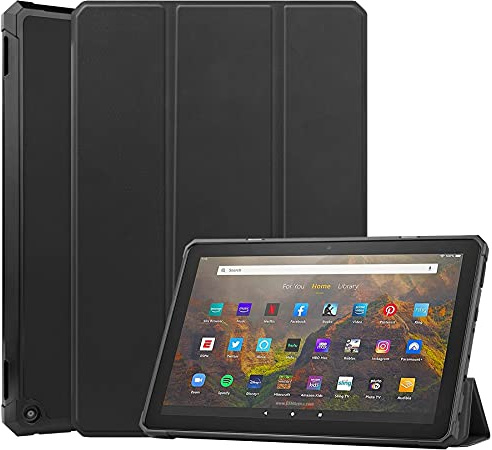 ADVDJBV Tablet-Hülle for Feuer HD10 Tablet-Fall-Abdeckung, Weich TPU. Schutzhülle mit Auto Wake/Sleep-Compatible with Fire Plus (2021)(Black)