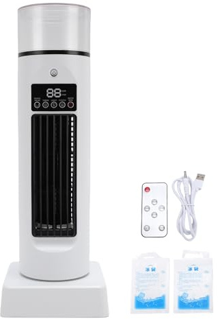 SEAFRONT Aire Acondicionado Portátil con Control Remoto, sin Aspas, Minienfriador de Aire, Humidificador, Ventilador de Torre de Mesa para Escritorio de Oficina, Dormitorio, Ventilador