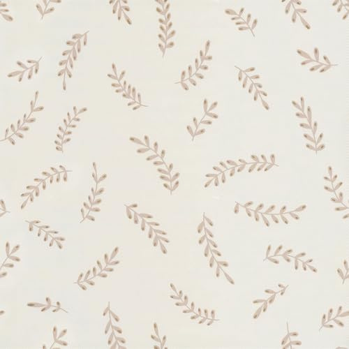 HaoCaihwhui Minimalist Leaf Peel and Stick Wallpaper, 44x300 cm, Beige Taupe Sprig Self-Adhesive Vinyl, Water Resistant Wall Decor for Living Room, Bedroom, Kitchen