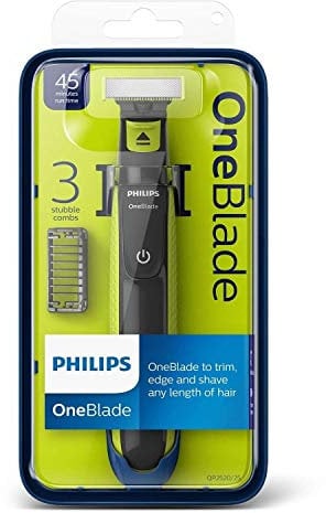 Philips QP2520/25 OneBlade with 3x stubble combs in Lime Green and Charcoal Grey