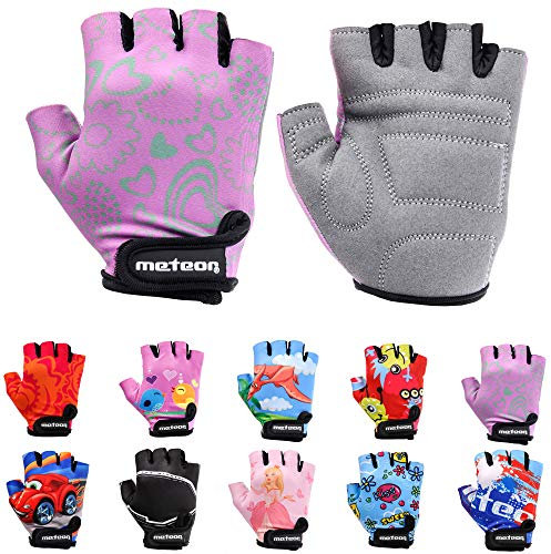 Meteor Unisex Kinder Fahrradhandschuhe Bike - Gel BMX Handschuhe, FLOWER, Gr.-Jr S/ Handweite- 6.5-7cm