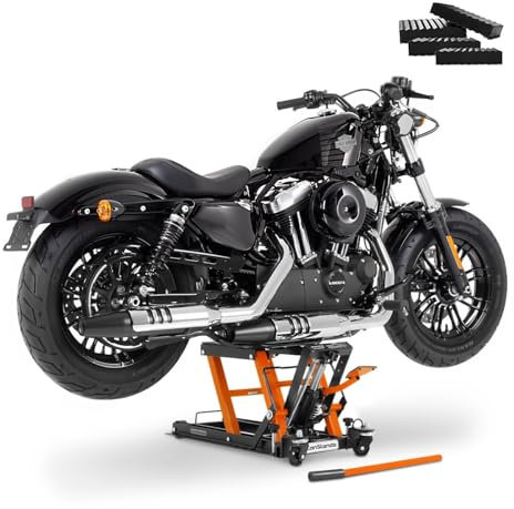 Motorrad Hebebühne Scherenheber Hydraulik-Lift ConStands L schwarz-orange inkl. 4 Distanzstücke