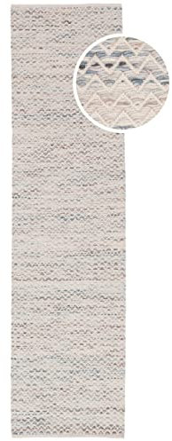 RugVista, Chevron Waves, Teppich, Kurzflor, 80 x 300 cm, Laufer, Moderner Kelim Teppich, Bambusseide, Flur, Schlafzimmer, Küche, Wohnzimmer, Hell, Beige