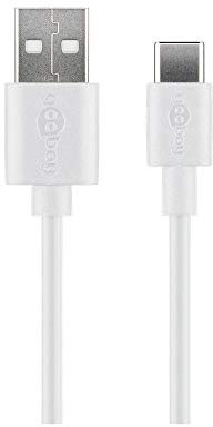 Goobay 59126 Cavo USB-C di Ricarica E Sincronizzazione, USB-A > USB-C, Bianco, 0.5m Lunghezza del Cavo